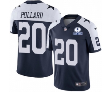 Nike Cowboys 20 Tony Pollard Navy Blue Thanksgiving Men Stitched With Established In 1960 Patch NFL Vapor Untouchable Limited Throwback Jersey