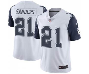 Nike Cowboys #21 Deion Sanders White Men's Stitched NFL Limited Rush Jersey