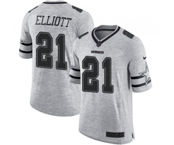 Nike Cowboys #21 Ezekiel Elliott Gray Men's Stitched NFL Limited Gridiron Gray II Jersey