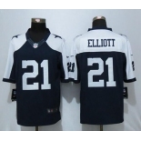 Nike Cowboys #21 Ezekiel Elliott Navy Blue Thanksgiving Throwback Men's Stitched NFL Limited Jersey