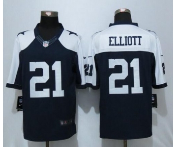 Nike Cowboys #21 Ezekiel Elliott Navy Blue Thanksgiving Throwback Men's Stitched NFL Limited Jersey