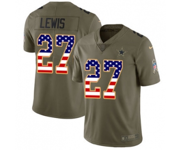 Nike Cowboys #27 Jourdan Lewis Olive Men's USA Flag 2017 Salute to Service NFL Limited Jersey