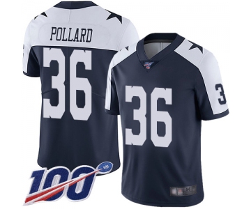 Nike Cowboys #36 Tony Pollard Navy Blue Thanksgiving Men's Stitched NFL 100th Season Vapor Throwback Limited Jersey