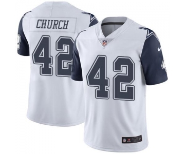 Nike Cowboys #42 Barry Church White Men's Stitched NFL Limited Rush Jersey