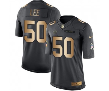 Nike Cowboys #50 Sean Lee Black Men's Stitched NFL Limited Gold Salute To Service Jersey