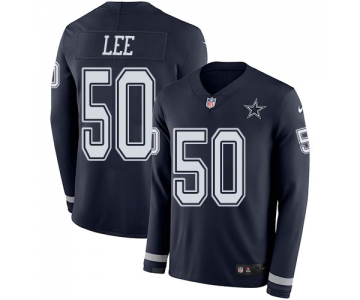 Nike Cowboys 50 Sean Lee Navy Blue Team Color Men's Stitched NFL Limited Therma Long Sleeve Jersey