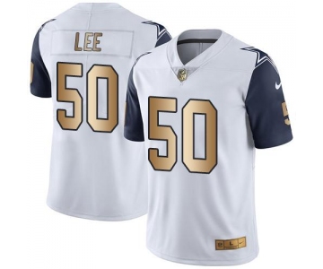 Nike Cowboys #50 Sean Lee White Men's Stitched NFL Limited Gold Rush Jersey