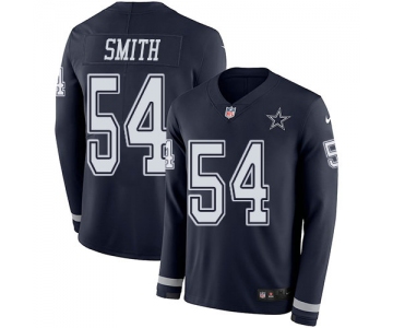 Nike Cowboys 54 Jaylon Smith Navy Blue Team Color Men's Stitched NFL Limited Therma Long Sleeve Jersey