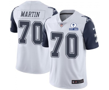 Nike Cowboys #70 Zack Martin White Men's Stitched With Established In 1960 Patch NFL Limited Rush Jersey