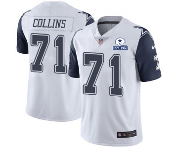 Nike Cowboys #71 La'el Collins White Men's Stitched With Established In 1960 Patch NFL Limited Rush Jersey