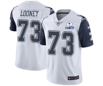 Nike Cowboys #73 Joe Looney White Men's Stitched With Established In 1960 Patch NFL Limited Rush Jersey