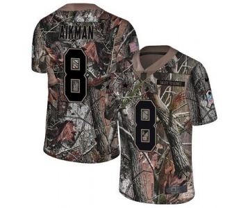 Nike Cowboys #8 Troy Aikman Camo Men's Stitched NFL Limited Rush Realtree Jersey