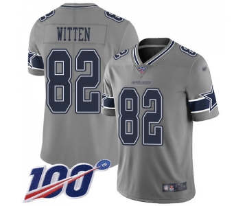 Nike Cowboys #82 Jason Witten Gray Men's Stitched NFL Limited Inverted Legend 100th Season Jersey