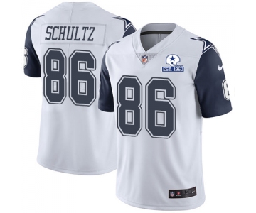 Nike Cowboys #86 Dalton Schultz White Men's Stitched With Established In 1960 Patch NFL Limited Rush Jersey