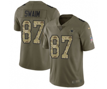 Nike Cowboys 87 Geoff Swaim Olive Camo Men's Stitched NFL Limited 2017 Salute To Service Jersey