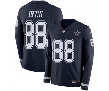 Nike Cowboys 88 Michael Irvin Navy Blue Team Color Men's Stitched NFL Limited Therma Long Sleeve Jersey