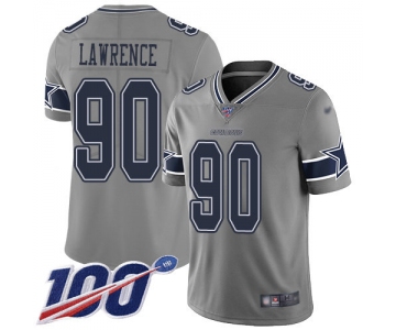 Nike Cowboys #90 Demarcus Lawrence Gray Men's Stitched NFL Limited Inverted Legend 100th Season Jersey