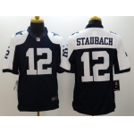 Nike Dallas Cowboys #12 Roger Staubach Blue Thanksgiving Limited Jersey