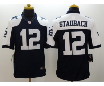 Nike Dallas Cowboys #12 Roger Staubach Blue Thanksgiving Limited Jersey