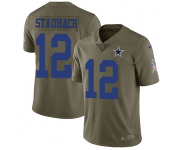 Nike Dallas Cowboys #12 Roger Staubach Olive Men's Stitched NFL Limited 2017 Salute To Service Jersey