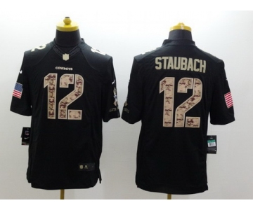 Nike Dallas Cowboys #12 Roger Staubach Salute to Service Black Limited Jersey