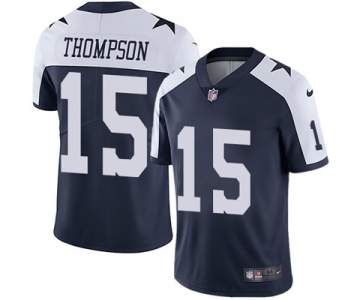 Nike Dallas Cowboys #15 Deonte Thompson Navy Blue Thanksgiving Men's Stitched NFL Vapor Untouchable Limited Throwback Jersey