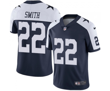 Nike Dallas Cowboys #22 Emmitt Smith Navy Blue Thanksgiving Men's Stitched NFL Vapor Untouchable Limited Throwback Jersey