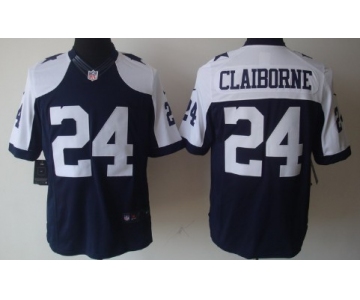 Nike Dallas Cowboys #24 Morris Claiborne Blue Thanksgiving Limited Jersey