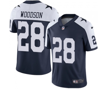 Nike Dallas Cowboys #28 Darren Woodson Navy Blue Thanksgiving Men's Stitched NFL Vapor Untouchable Limited Throwback Jersey