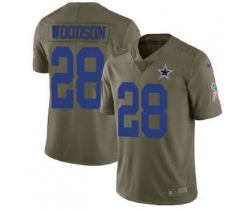 Nike Dallas Cowboys #28 Darren Woodson Olive Men's Stitched NFL Limited 2017 Salute To Service Jersey