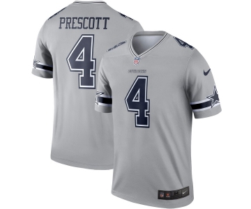 Nike Dallas Cowboys 4 Dak Prescott Gray Inverted Legend Jersey