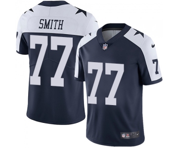 Nike Dallas Cowboys #77 Tyron Smith Navy Blue Thanksgiving Men's Stitched NFL Vapor Untouchable Limited Throwback Jersey