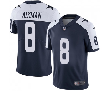 Nike Dallas Cowboys #8 Troy Aikman Navy Blue Thanksgiving Men's Stitched NFL Vapor Untouchable Limited Throwback Jersey