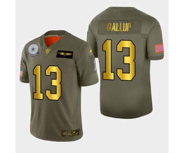 Nike Men's Dallas Cowboys 13 Michael Gallup 2019 Olive Gold Salute To Service 100th Season Limited Jersey