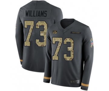 Bengals #73 Jonah Williams Anthracite Salute to Service Men's Stitched Football Limited Therma Long Sleeve Jersey