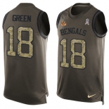 Men's Cincinnati Bengals #18 A. J. Green Green Salute to Service Hot Pressing Player Name & Number Nike NFL Tank Top Jersey