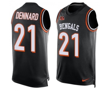 Men's Cincinnati Bengals #21 Darqueze Dennard Black Hot Pressing Player Name & Number Nike NFL Tank Top Jersey