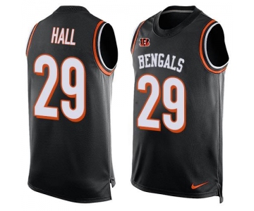 Men's Cincinnati Bengals #29 Leon Hall Black Hot Pressing Player Name & Number Nike NFL Tank Top Jersey