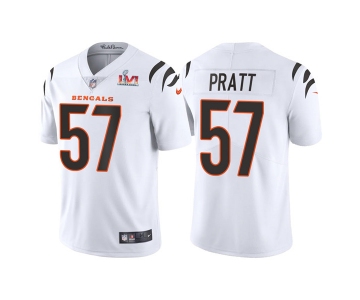 Men's Cincinnati Bengals #57 Germaine Pratt 2022 White Super Bowl LVI Vapor Limited Stitched Jersey