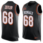 Men's Cincinnati Bengals #68 Kevin Zeitler Black Hot Pressing Player Name & Number Nike NFL Tank Top Jersey