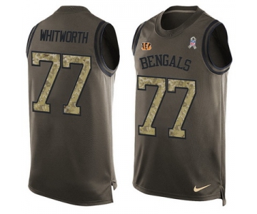 Men's Cincinnati Bengals #77 Andrew Whitworth Green Salute to Service Hot Pressing Player Name & Number Nike NFL Tank Top Jersey