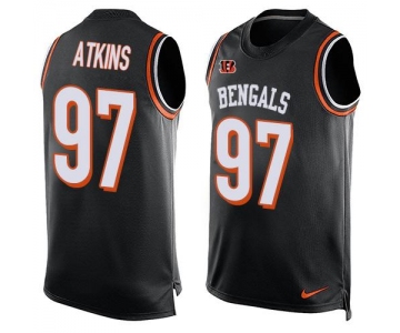 Men's Cincinnati Bengals #97 Geno Atkins Black Hot Pressing Player Name & Number Nike NFL Tank Top Jersey
