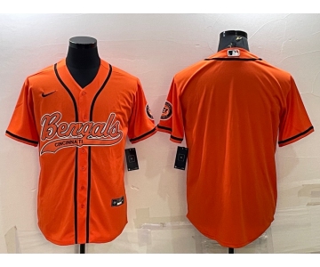 Men's Cincinnati Bengals Blank Orange With Patch Cool Base Stitched Baseball Jersey