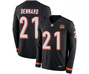 Nike Bengals #21 Darqueze Dennard Black Team Color Men's Stitched NFL Limited Therma Long Sleeve Jersey