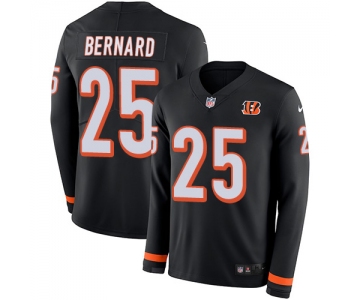 Nike Bengals #25 Giovani Bernard Black Team Color Men's Stitched NFL Limited Therma Long Sleeve Jersey