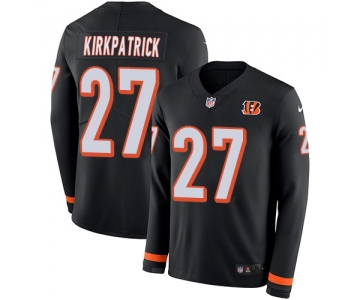 Nike Bengals #27 Dre Kirkpatrick Black Team Color Men's Stitched NFL Limited Therma Long Sleeve Jersey