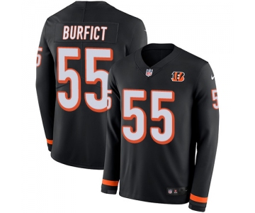 Nike Bengals #55 Vontaze Burfict Black Team Color Men's Stitched NFL Limited Therma Long Sleeve Jersey