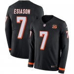 Nike Bengals #7 Boomer Esiason Black Team Color Men's Stitched NFL Limited Therma Long Sleeve Jersey