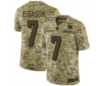 Nike Bengals #7 Boomer Esiason Camo Men's Stitched NFL Limited 2018 Salute To Service Jersey