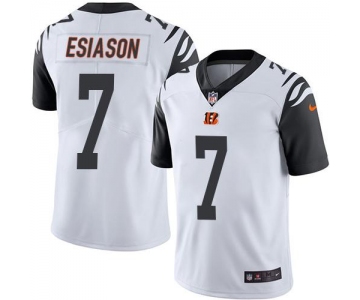 Nike Bengals #7 Boomer Esiason White Men's Stitched NFL Limited Rush Jersey